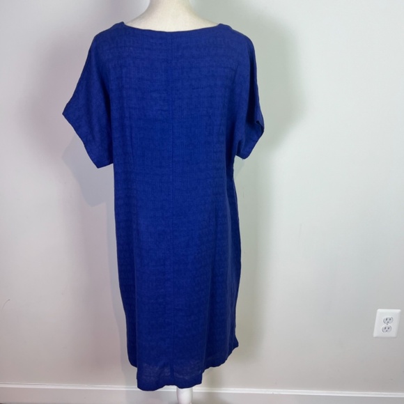 Soft Surroundings Women’s Blue Linen Short Sleeve Midi Dress Medium New - Picture 5 of 9